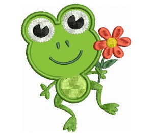 Stickmuster - Frosch mit Blume